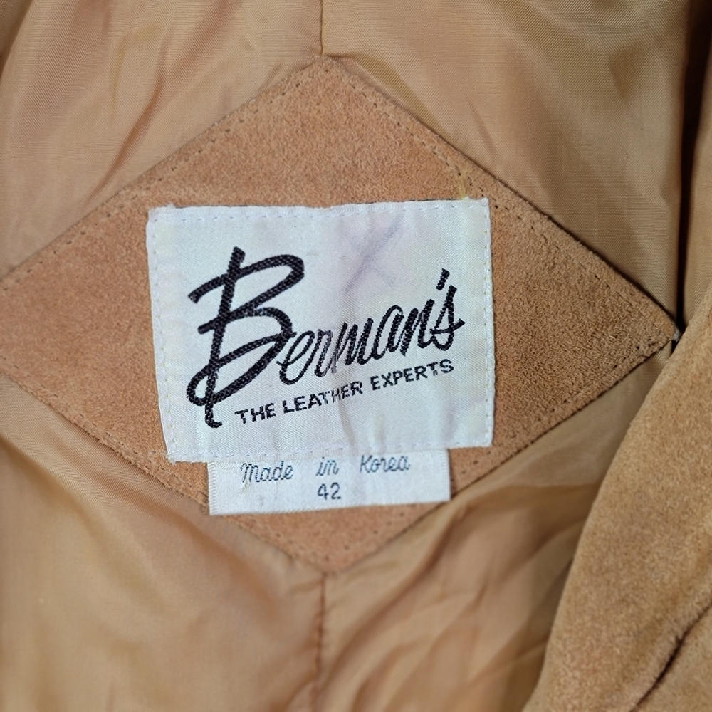 Berman's Vintage Suede Feel Leather Racer Biker Bomber Style Jacket Men’s 42 - Picture 11 of 15